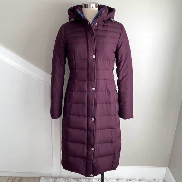 Land's End Full Length Down Puffer Coat in Darkest Plum - Size S - Picture 1 of 11